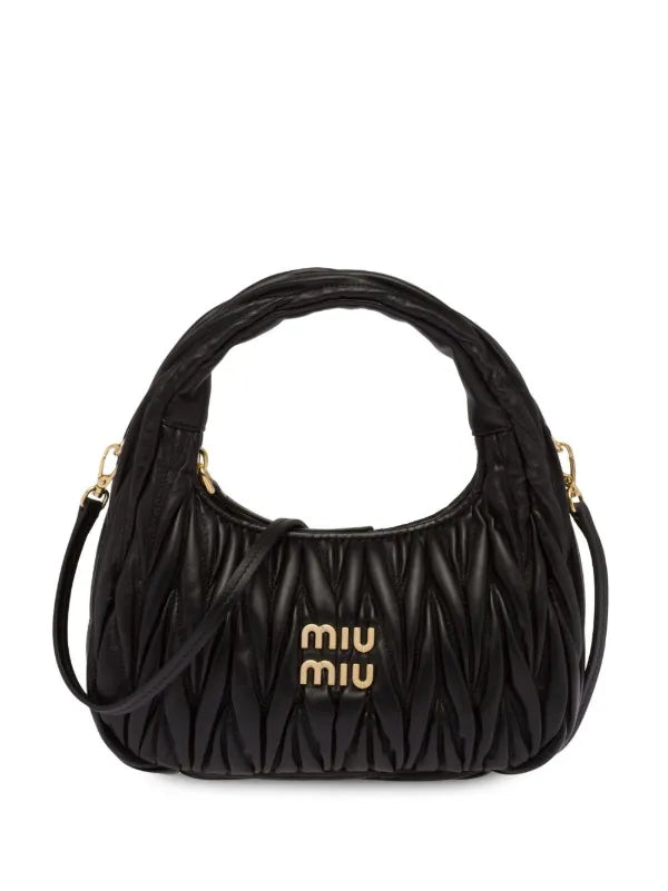 Miu Miu Wander matelassé nappa leather hobo bag.