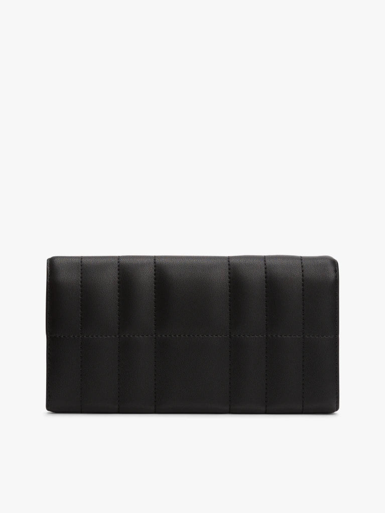 Tommy Hilfiger Quilted Flap Wallet – Black/Gold