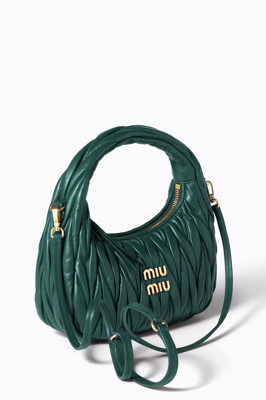 Miu Miu Wander matelassé nappa leather hobo bag.