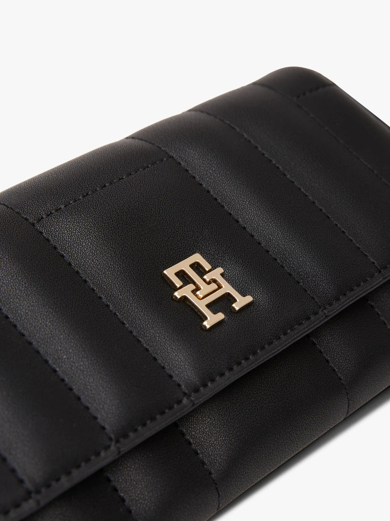 Tommy Hilfiger Quilted Flap Wallet – Black/Gold