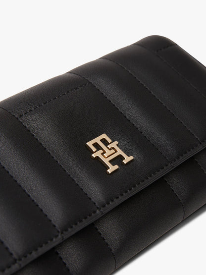 Tommy Hilfiger Quilted Flap Wallet – Black/Gold