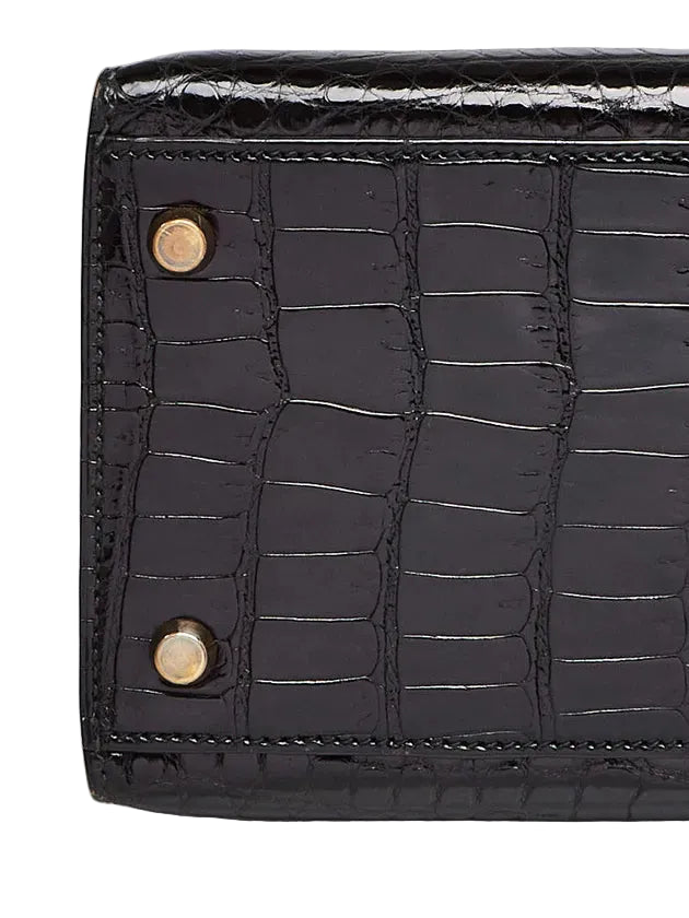 Hermès Kelly Sellier 25 — Shiny Black Alligator, Gold Hardware