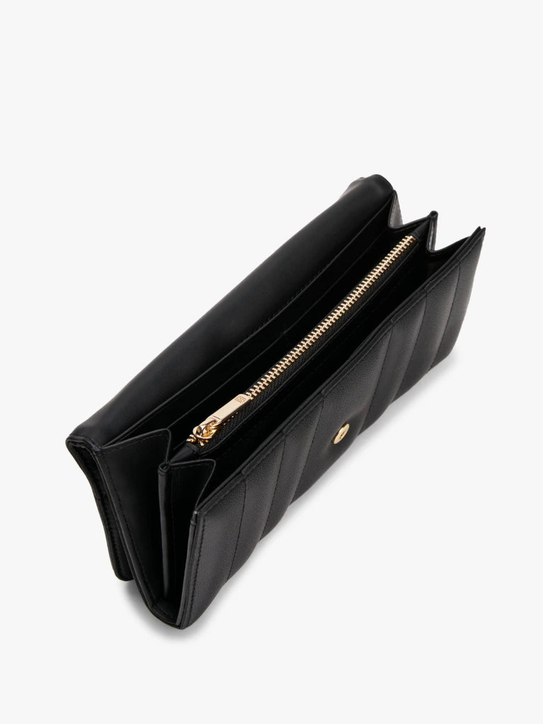 Tommy Hilfiger Quilted Flap Wallet – Black/Gold