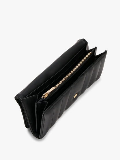Tommy Hilfiger Quilted Flap Wallet – Black/Gold