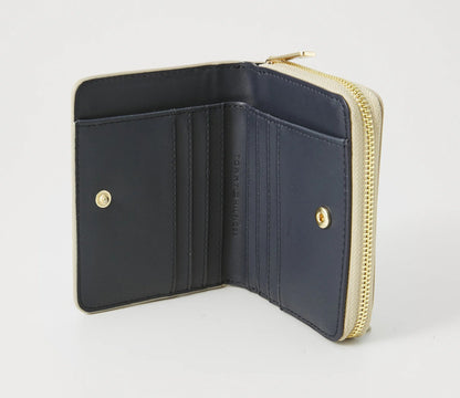 Tommy Hilfiger Compact Zip Wallet – Cream/Gold