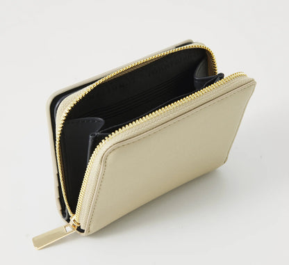 Tommy Hilfiger Compact Zip Wallet – Cream/Gold