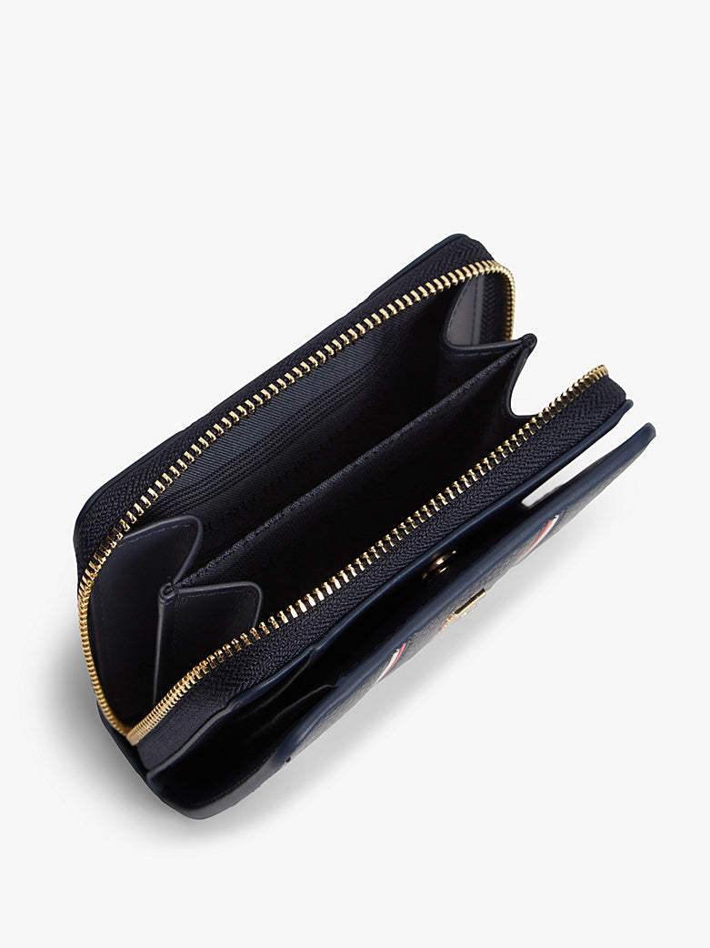 Tommy Hilfiger Stripe Zip Wallet – Navy/Gold