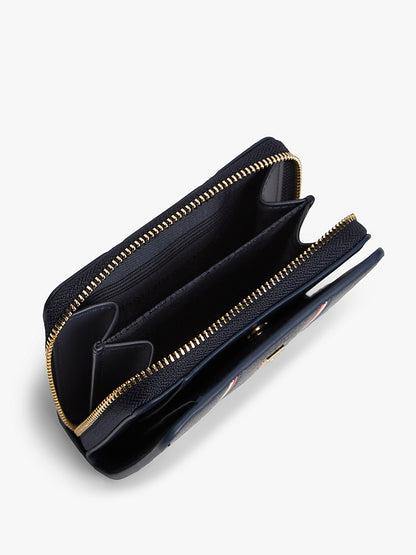 Tommy Hilfiger Stripe Zip Wallet – Navy/Gold