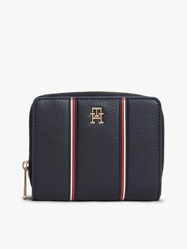 Tommy Hilfiger Stripe Zip Wallet – Navy/Gold