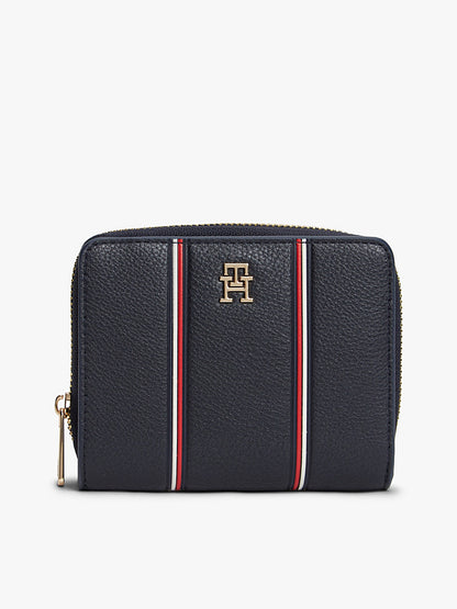 Tommy Hilfiger Stripe Zip Wallet – Navy/Gold