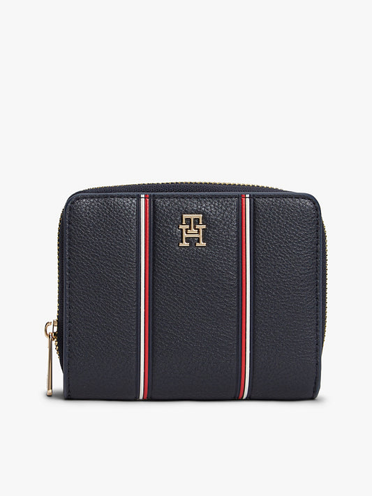 Tommy Hilfiger Stripe Zip Wallet – Navy/Gold